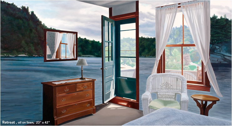 Retreat, oil on linen, 23" x 42"