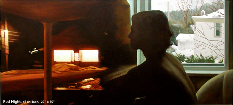 Red Night, oil on linen, 27" x 60"