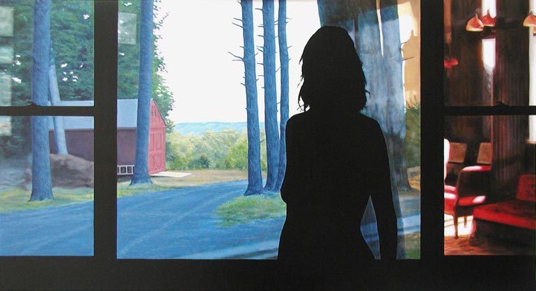 Blue Exterior,  oil on linen,  23" x 42"