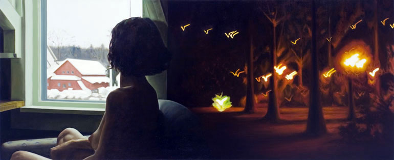 Flight oil on linen 19" x 46"