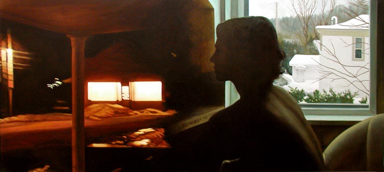 Red Night,  oil on linen,  27" x 60"