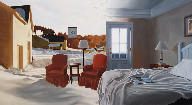 Sunday News,  oil on linen,  23" x 42"